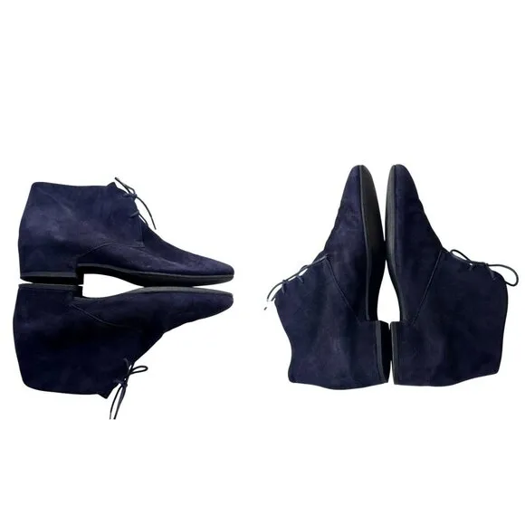 Aquatalia Blue Suede Chukka Boots Lace Up Ladies Sz 6 Italy Ankle Bootie…