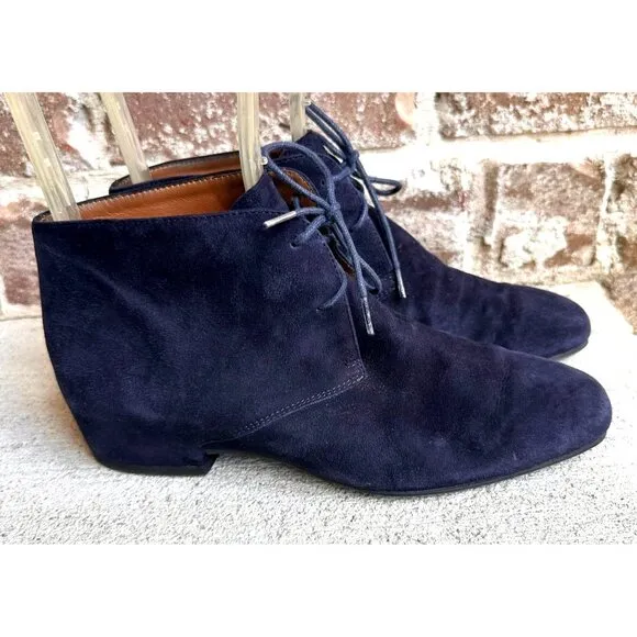 Aquatalia Blue Suede Chukka Boots Lace Up Ladies Sz 6 Italy Ankle Bootie…