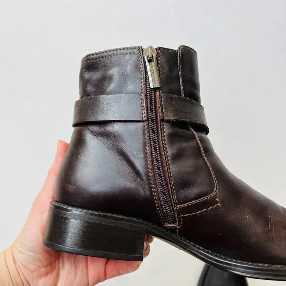 Aquatalia By Marvin Ulrika Leather Motobike boots , brown , Size 8.5-9
