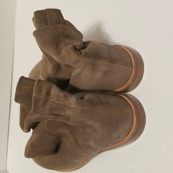 Aquatalia Caleigh Slouch Boots Hidden Platform Wedge Weatherproof Suede Flats Lo
