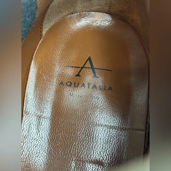 AQUATALIA Grey Suede‎ Leather Ankle Bootie Flat Pointed Toe Heel Women's Size 10
