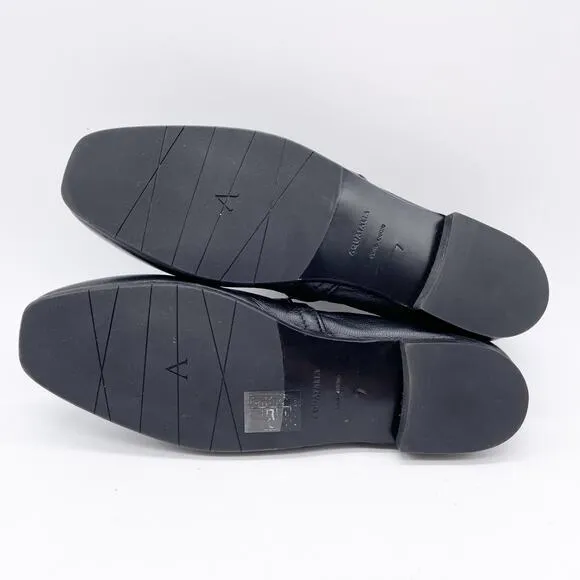Aquatalia Women's Revy Black Soft Nappa Leather Loafer Flat Shoes Black Size 7