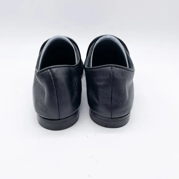 Aquatalia Women's Revy Black Soft Nappa Leather Loafer Flat Shoes Black Size 7