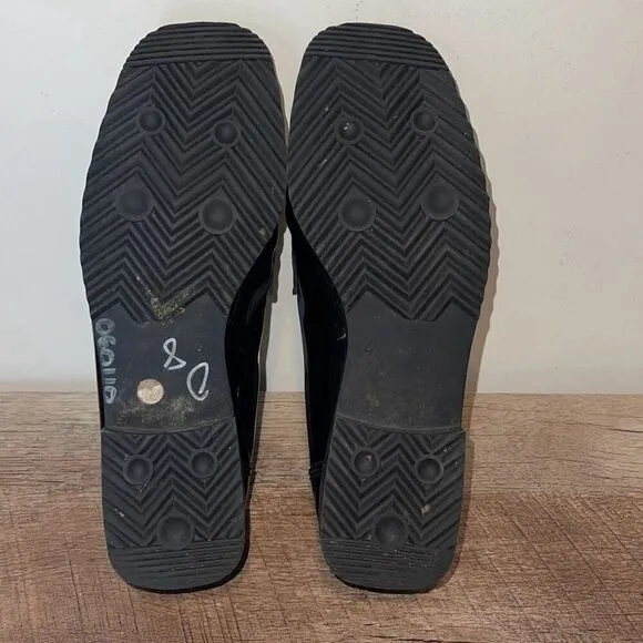Ara Womens Patent Leather Square Toe Slip-On Loafer Flat Shoes Black Size 6.5