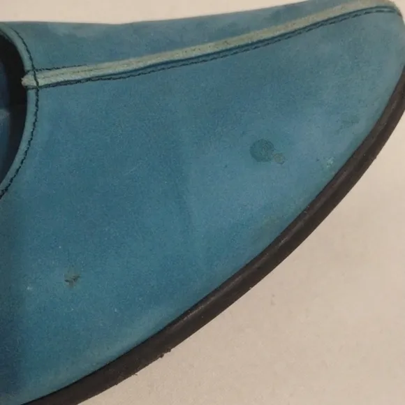 Arche Torquoise Blue Pointed Toe Ballerina Flat Leather Designer Sandals US 7