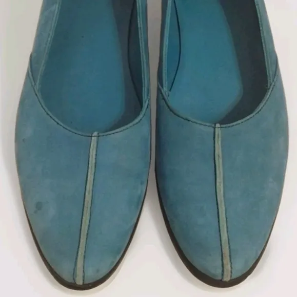 Arche Torquoise Blue Pointed Toe Ballerina Flat Leather Designer Sandals US 7