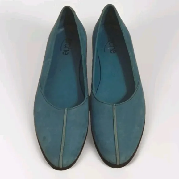Arche Torquoise Blue Pointed Toe Ballerina Flat Leather Designer Sandals US 7