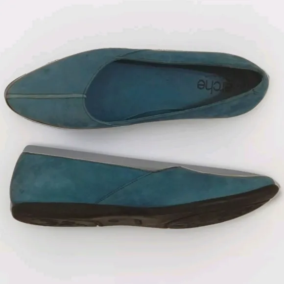Arche Torquoise Blue Pointed Toe Ballerina Flat Leather Designer Sandals US 7