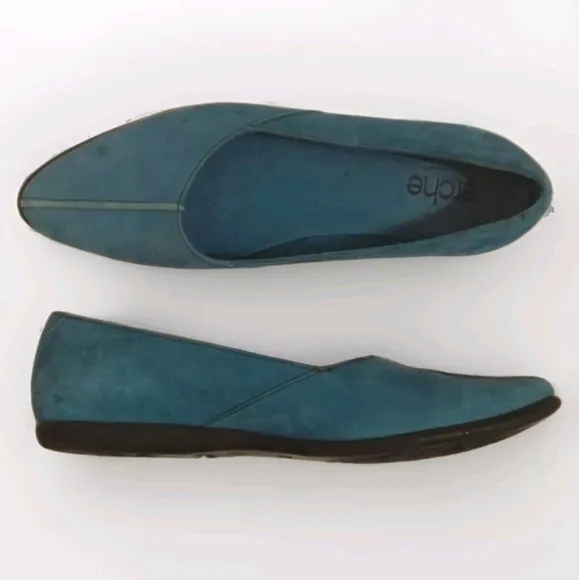 Arche Torquoise Blue Pointed Toe Ballerina Flat Leather Designer Sandals US 7