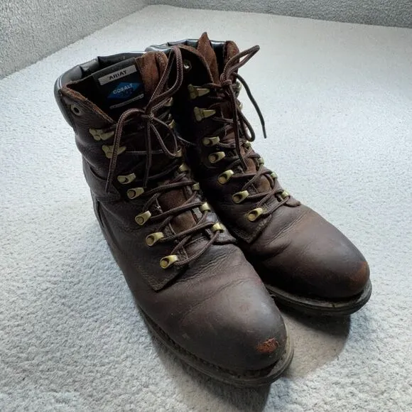 Ariat Boots Men 12 Brown Leather Steel Toe Work Redwood Hermosa Cobalt XR EH