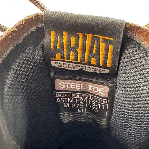 Ariat Boots Men 12 Brown Leather Steel Toe Work Redwood Hermosa Cobalt XR EH