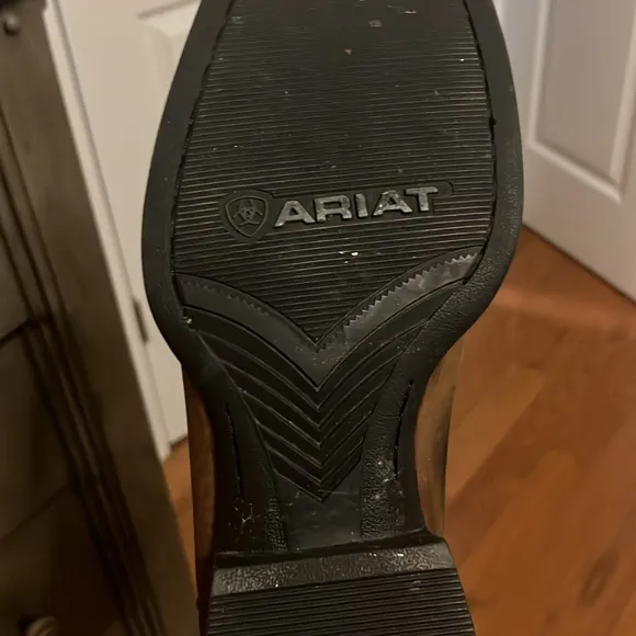 Ariat Brown Cowboy Boots with Square Toe and Western Stitching