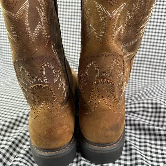 Ariat Brown WIDE Square Toe Work Utility Cowboy Boots Men's Size 13 EE