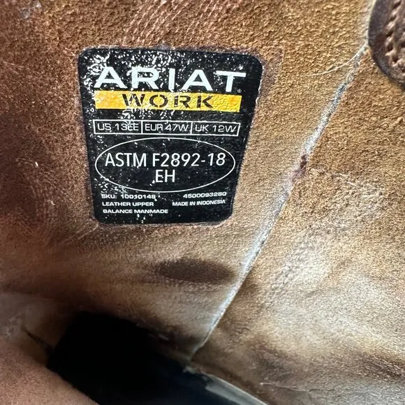 Ariat Brown WIDE Square Toe Work Utility Cowboy Boots Men's Size 13 EE