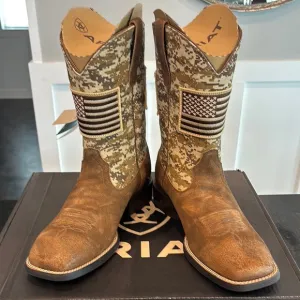 Ariat Camo and Brown Cowboy Boots