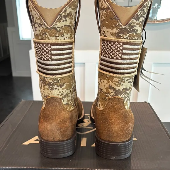 Ariat Camo and Brown Cowboy Boots