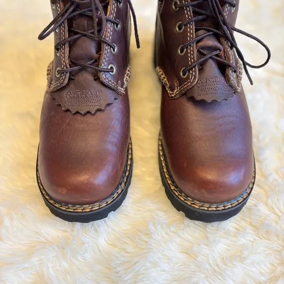 Ariat Canyon Women's Lace-Up Brown Leather Chukka Work Boot Women’s 6.5