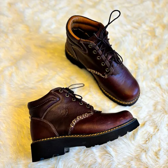 Ariat Canyon Women's Lace-Up Brown Leather Chukka Work Boot Women’s 6.5
