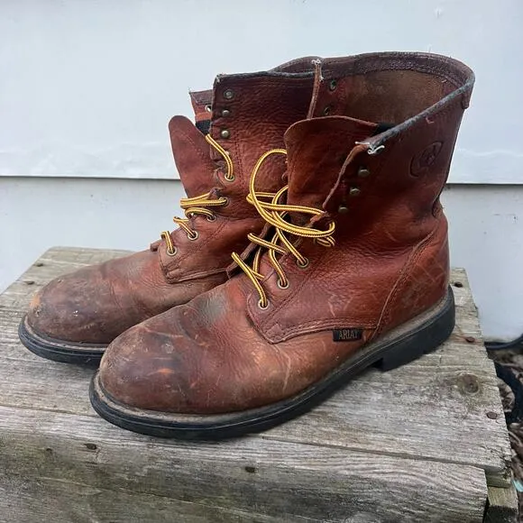 Ariat Cascade 8&quot; Steel Toe Lace Up Work Boots 10002435 Size 9.5D Brown Leather
