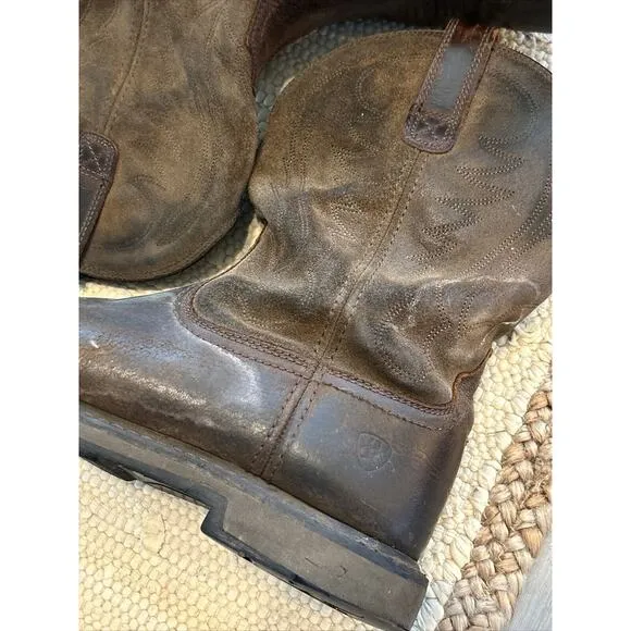 Ariat Groundbreaker Brown Pull On Work Boots Men Sz 12 D