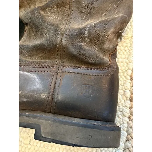 Ariat Groundbreaker Brown Pull On Work Boots Men Sz 12 D