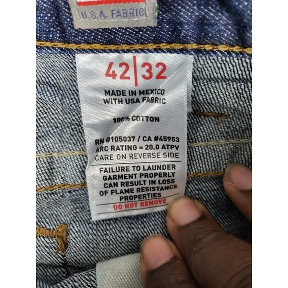 Ariat M4 Relaxed Boot Cut Jeans Men Sz 42X32 USA Fabric CAT 2 Denim Workwear