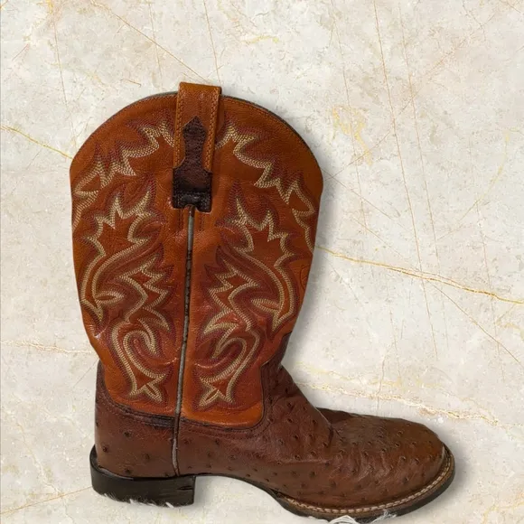 Ariat Men's Ostrich Brown and Tan Western Boots