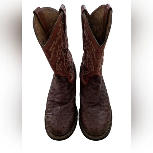 Ariat Men's Ostrich Brown and Tan Western Boots