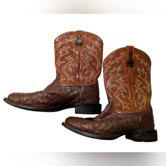 Ariat Men's Ostrich Brown and Tan Western Boots