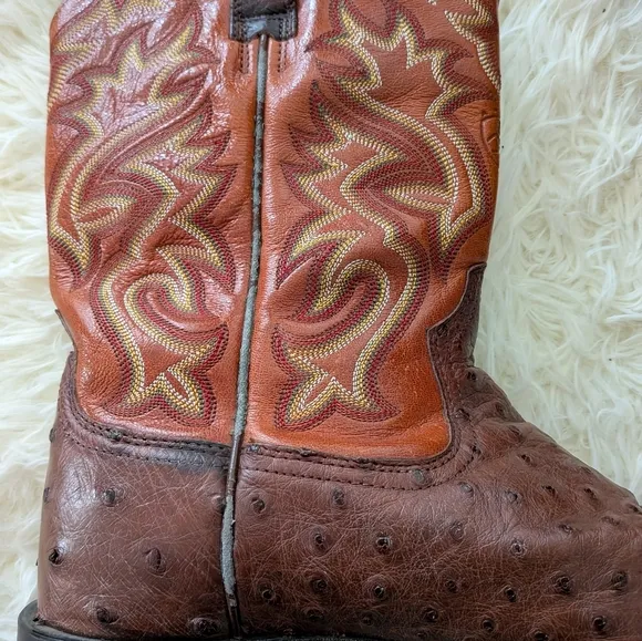Ariat Men's Ostrich Brown and Tan Western Boots