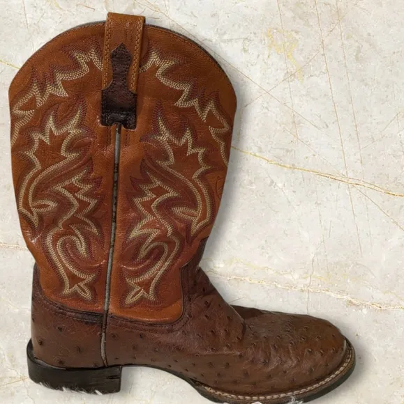 Ariat Men's Ostrich Brown and Tan Western Boots