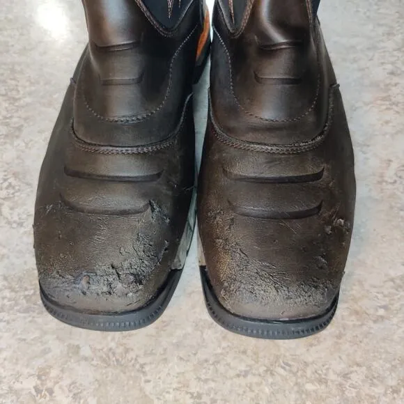 Ariat Rebar Work Boots Mens 12 EE Flex Western Composite Toe Waterproof Brown