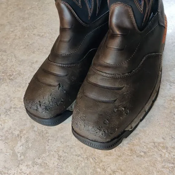 Ariat Rebar Work Boots Mens 12 EE Flex Western Composite Toe Waterproof Brown