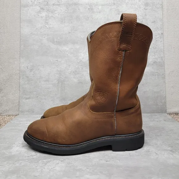 Ariat Sierra Western Cowboy Work Boots Mens Size 10EE Wide Brown Leather 37227
