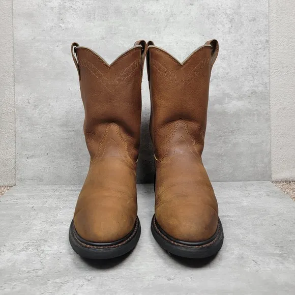 Ariat Sierra Western Cowboy Work Boots Mens Size 10EE Wide Brown Leather 37227