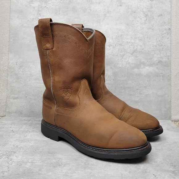 Ariat Sierra Western Cowboy Work Boots Mens Size 10EE Wide Brown Leather 37227