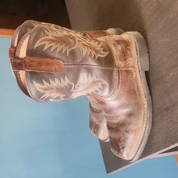 Ariat square toed western work leather  cowboy boots