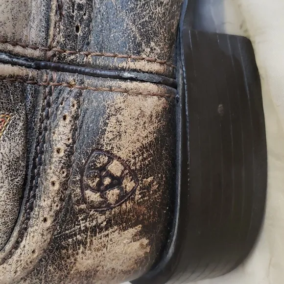 Ariat Western Cowboy Wide Square Toe Boots Sport, Distressed Brown Men's Sz 8D