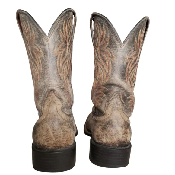 Ariat Western Cowboy Wide Square Toe Boots Sport, Distressed Brown Men's Sz 8D
