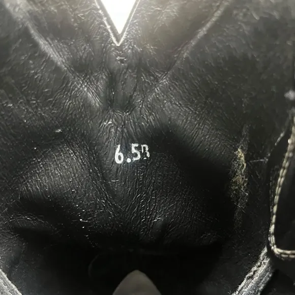 ARIAT Women 6.5B Black Whit Presidio Leather Cutout Design Cowgirl Boot 10008747