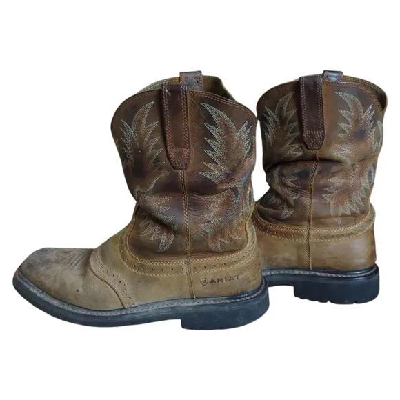 Ariat Work Boots Men's 9.5 EE Sierra Leather Soft Square Toe Cowboy Style