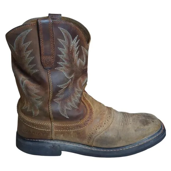 Ariat Work Boots Men's 9.5 EE Sierra Leather Soft Square Toe Cowboy Style