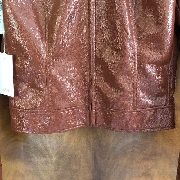 Aritzia Wilfred Tempest Aviator Jacket Genuine Brown NWT Vegan Sherpa Vinyl Y2K