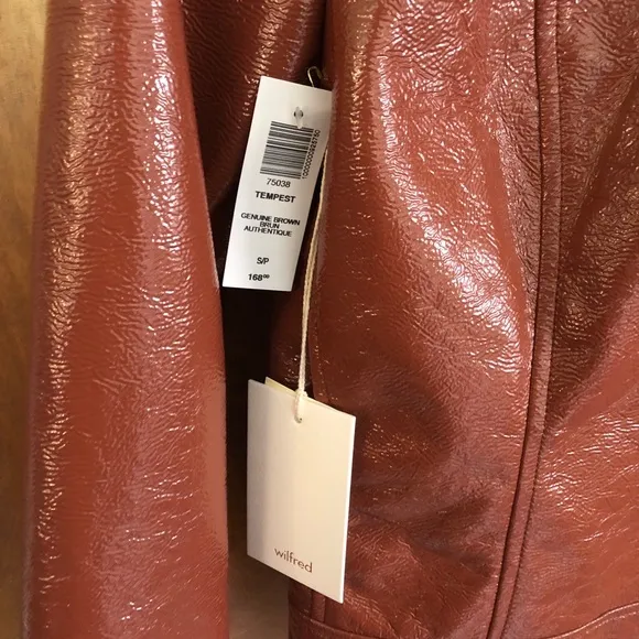 Aritzia Wilfred Tempest Aviator Jacket Genuine Brown NWT Vegan Sherpa Vinyl Y2K
