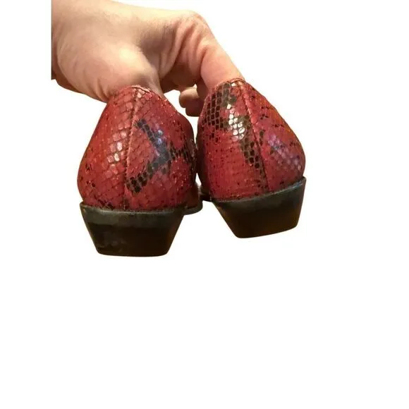 Arpeggios Women’s red leather snakeskin ankle booties Sz 6.5