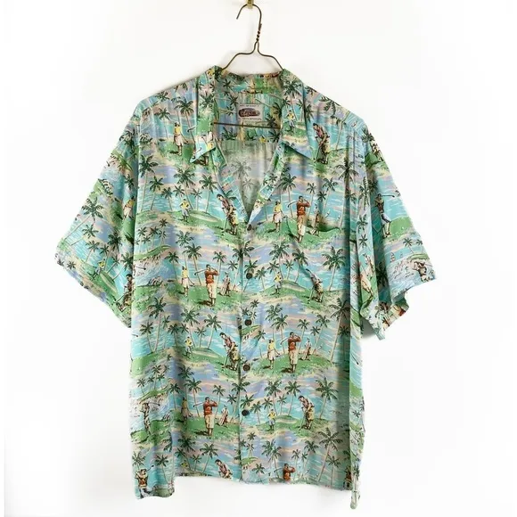 ART OF EDDY Y Golf Palm Trees Tropical button shirt Mens size XXL