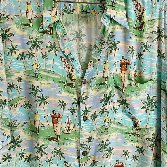 ART OF EDDY Y Golf Palm Trees Tropical button shirt Mens size XXL
