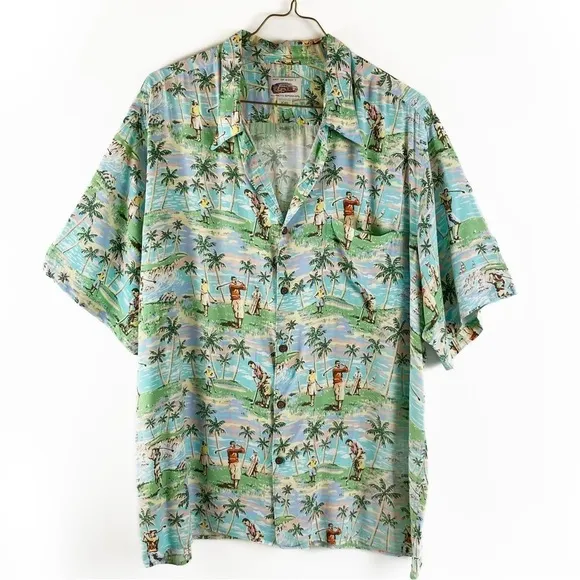 ART OF EDDY Y Golf Palm Trees Tropical button shirt Mens size XXL