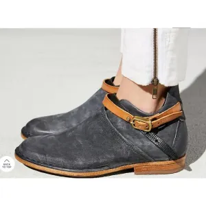 A.S.98 Felix Flat Boot Ankle Bootie Grey Free People Boho Leather US 7.5 8 EU 38