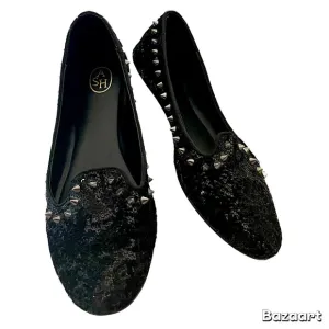 ASH Loafers in black sequins with w/ spikes along edges Size 8 &quot;&quot;as if&quot; style